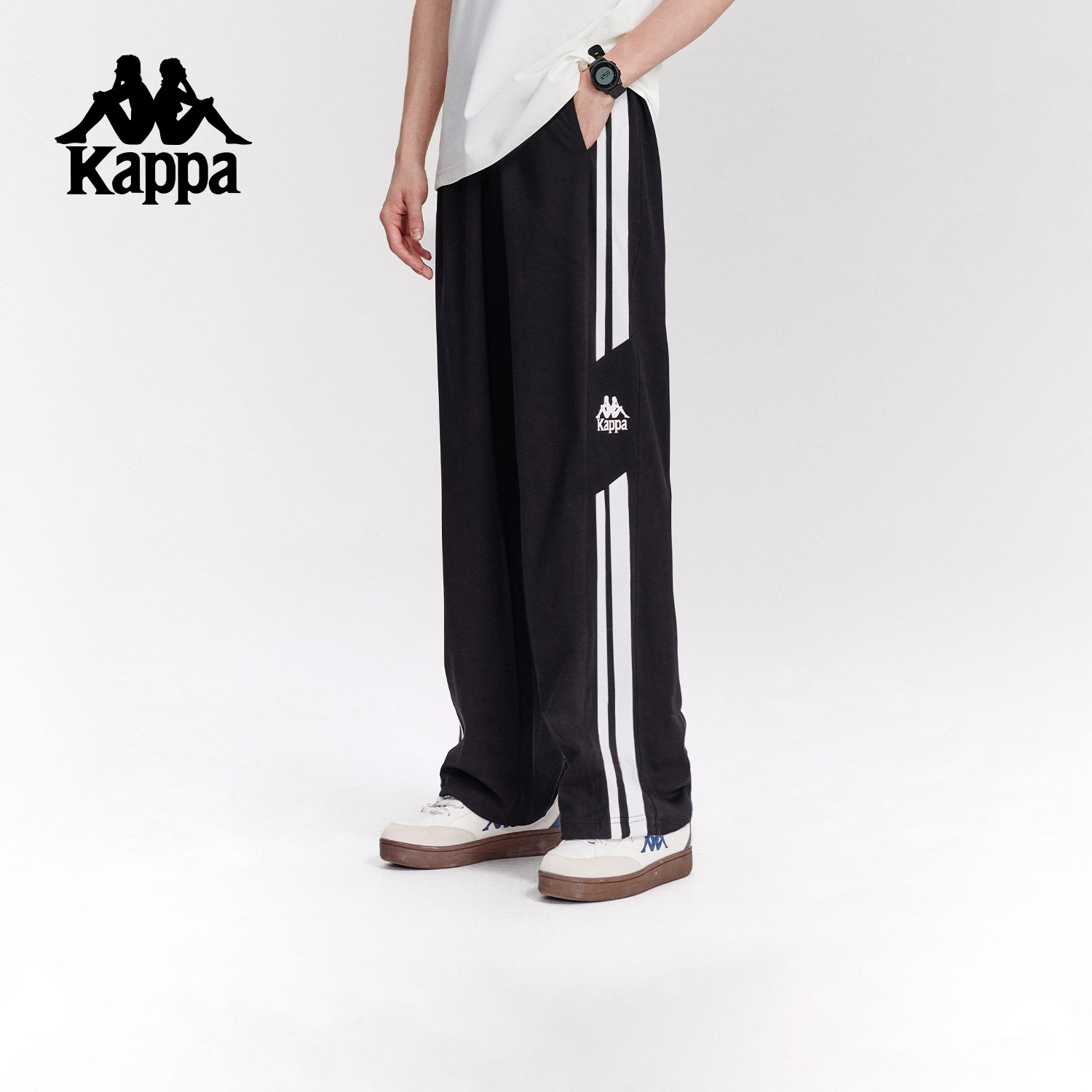 Kappa/卡帕长裤运动裤系带户外宽松运动长裤柔软常规休闲裤