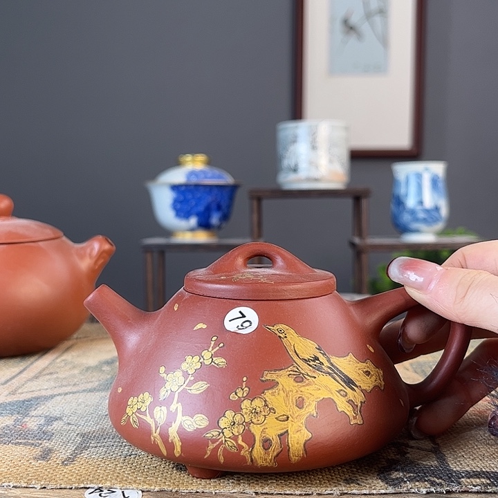 摆件景德镇柴烧茶杯多人