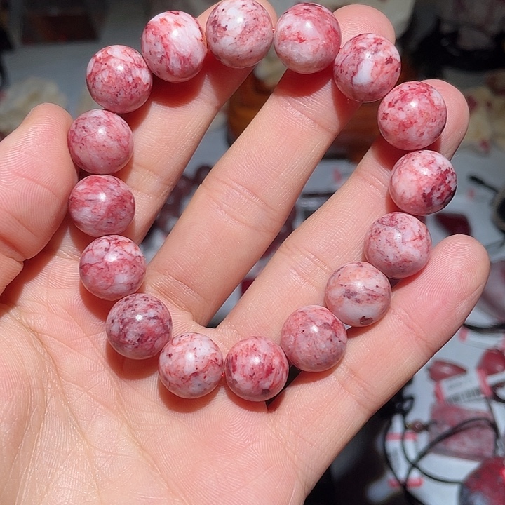 天然辰砂原石玉化料手串