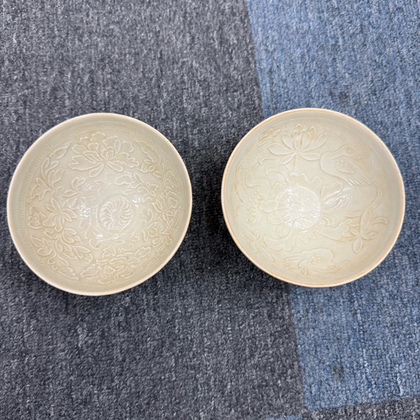 古陶瓷黄釉雕刻花卉杯盏/任其一