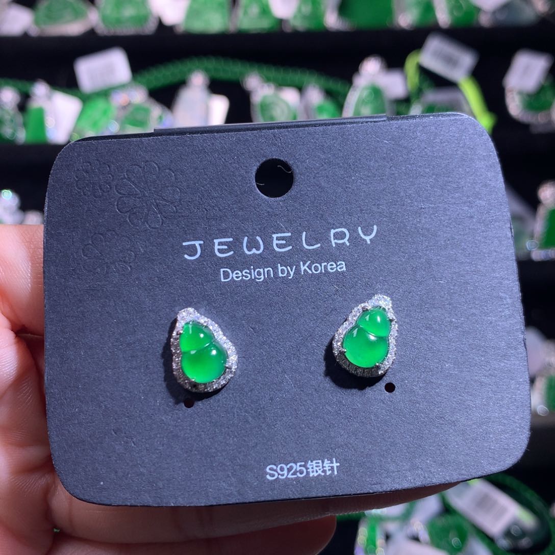 【闪购商品】银S925镶嵌翡翠耳饰