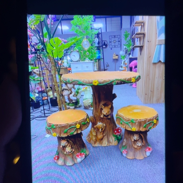 红陶花园庭院摆件一桌两凳&003&