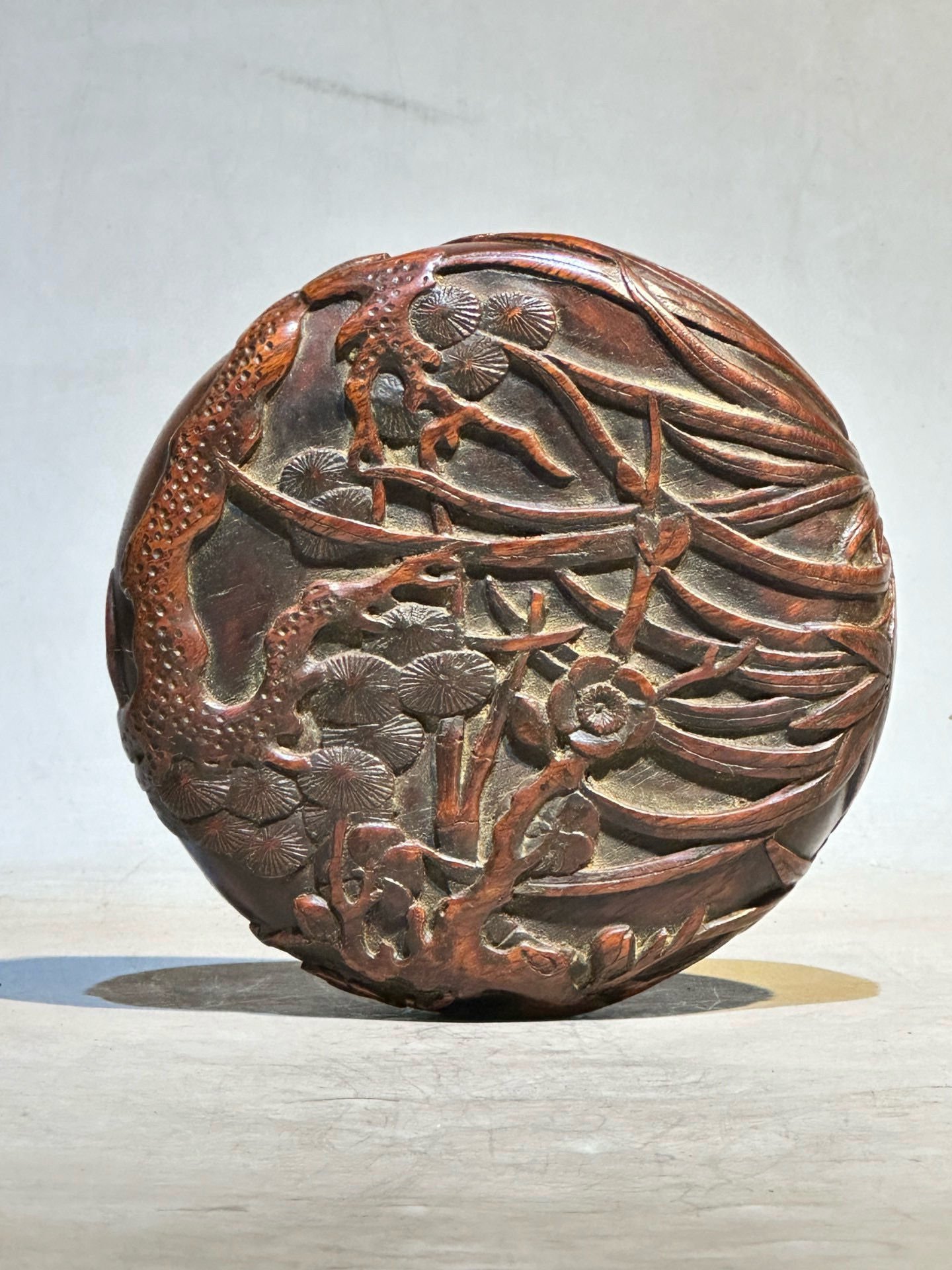 典藏 京城老赵木器【原盒】竹木根雕古典家具文房雅器 高5 直径13