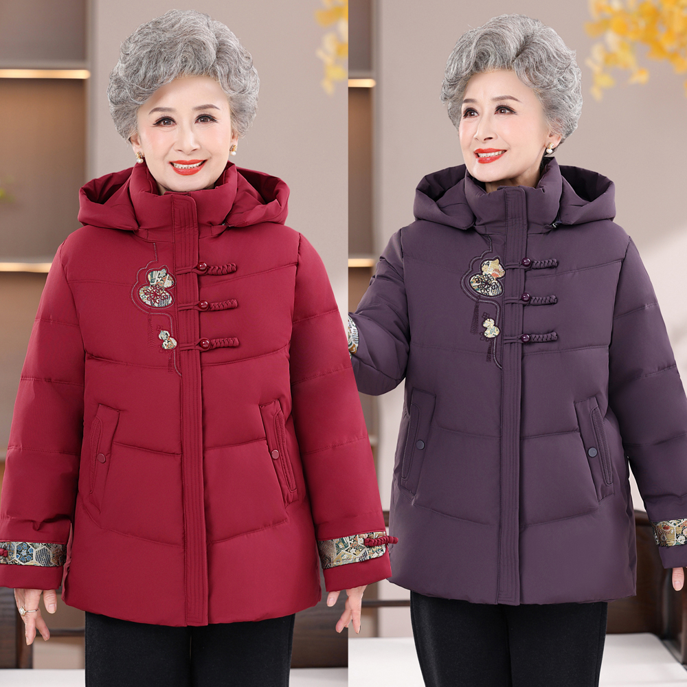 奶奶冬装棉袄连帽棉服加厚保暖棉衣妈妈装国风外套冬装