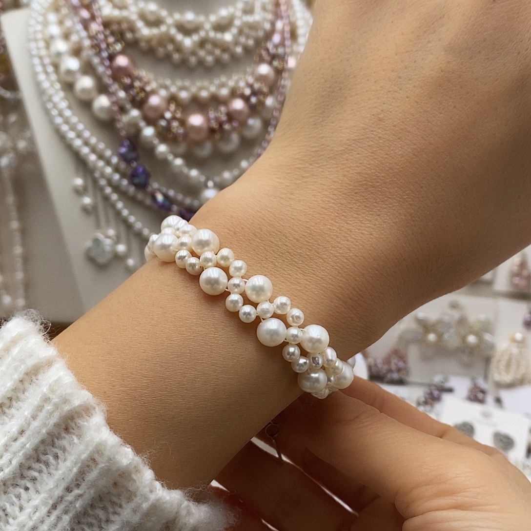 耳饰银S925镶嵌淡水珍珠