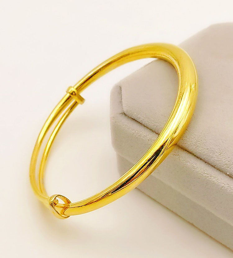 铜合金手镯 精工6n加粗光面手镯金色时尚可调节