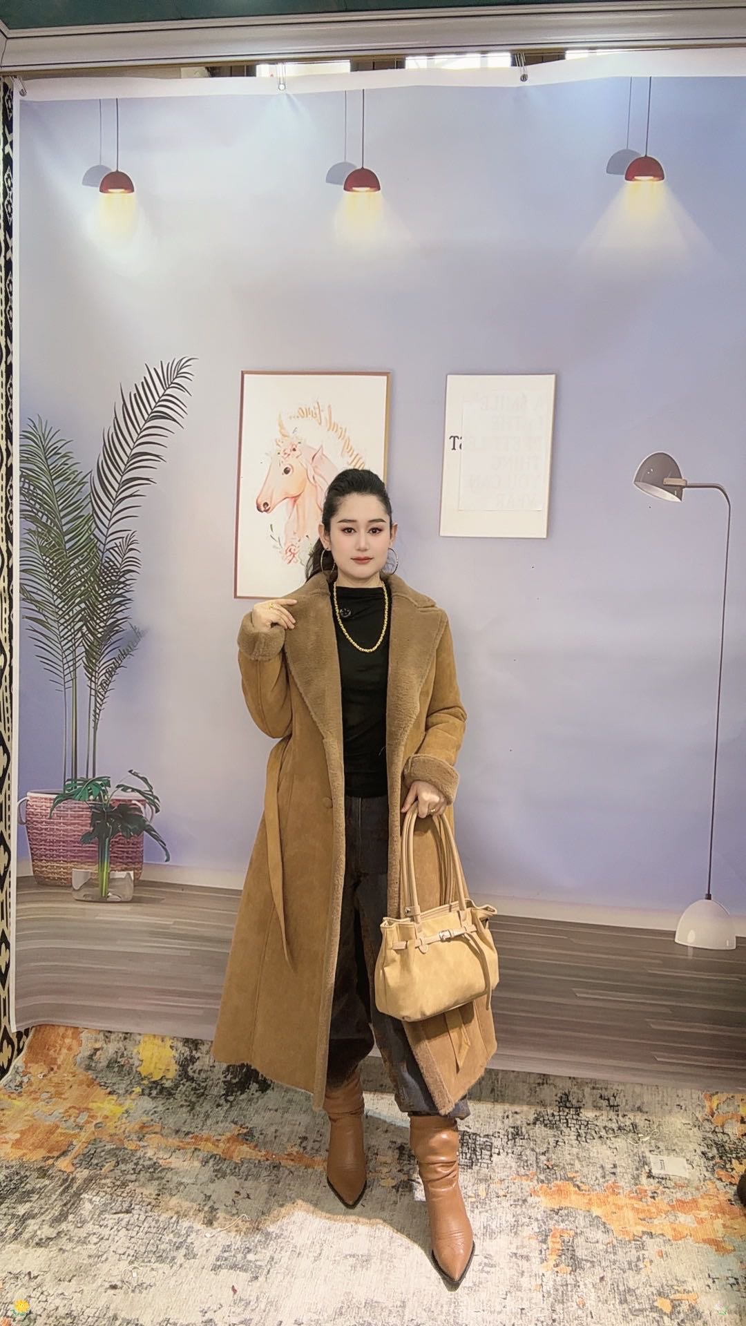 长款纯色呢大衣毛呢外套中长款加绒加厚款设计师翻领