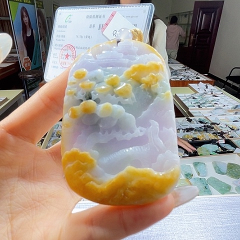 翡翠未镶嵌颈饰一个