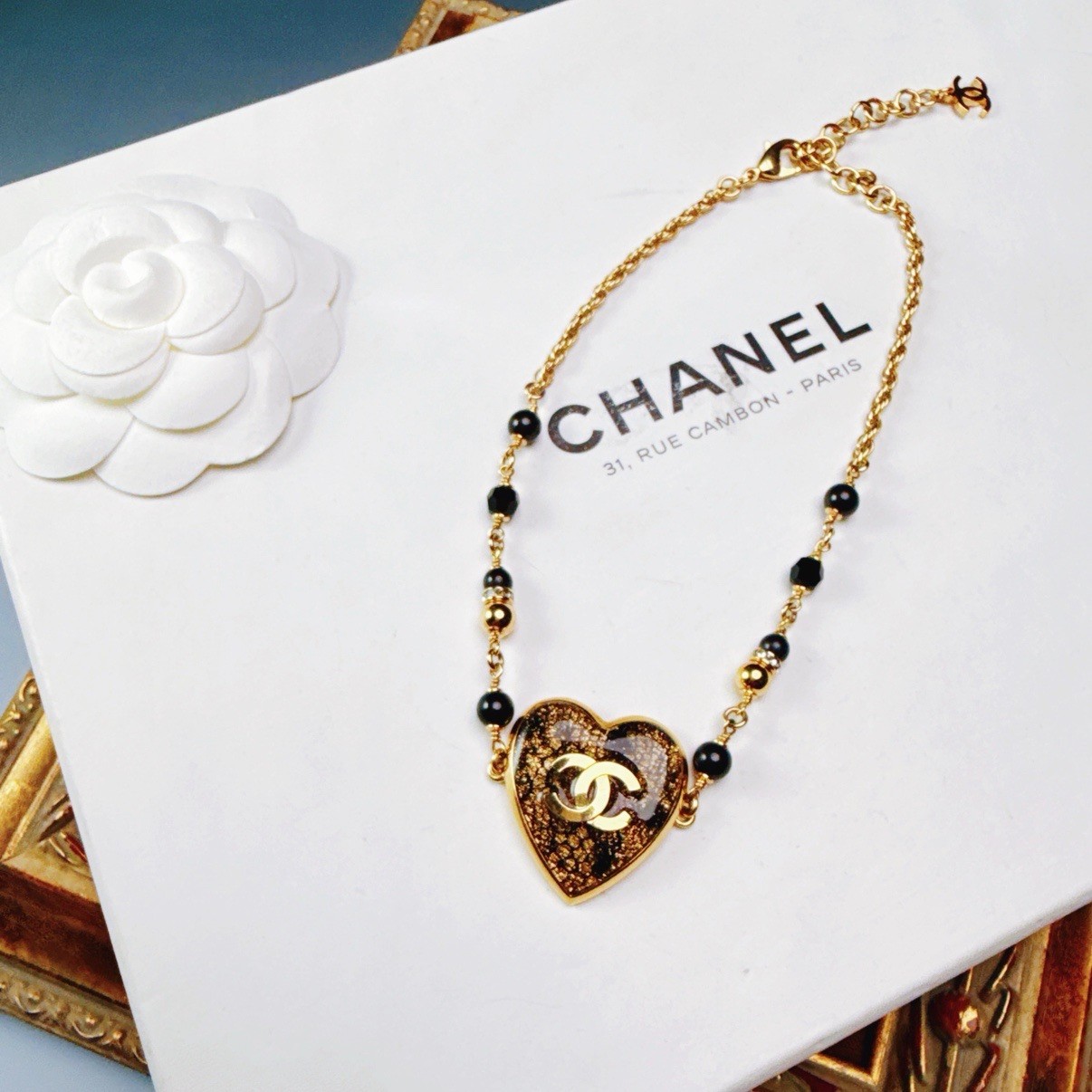 95新 Chanel/香奈儿 柚礼中古/香奈儿桃心项链项链lz512334