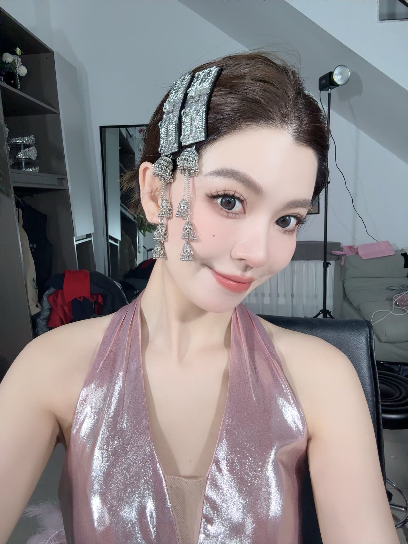 呼思乐原创民族风配饰银色对夹H109（一对俩只售）