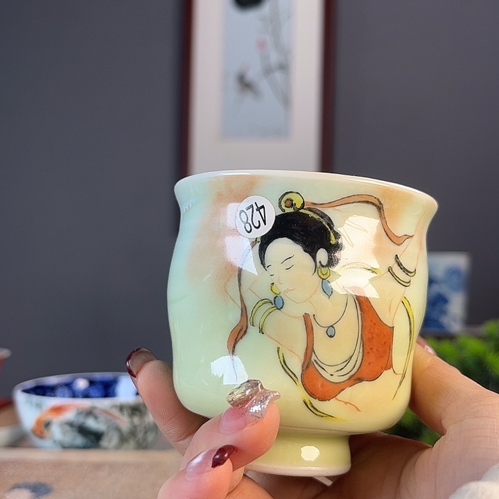 摆件景德柴烧茶杯多人