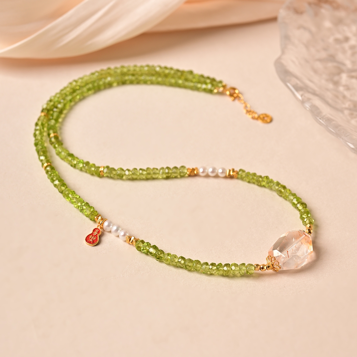 九福晶典  橄榄石多宝项链（多样性发其一）JFHQ903368