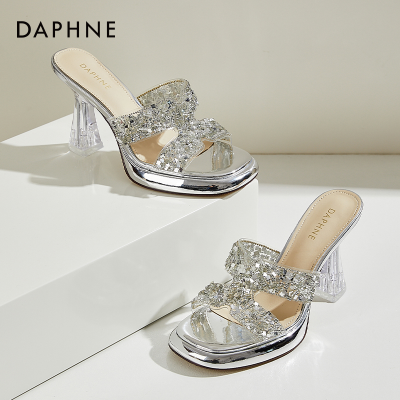 达芙妮【飞鸟严选】9厘米高跟露趾凉鞋气质夏季外穿细跟网红仙女风