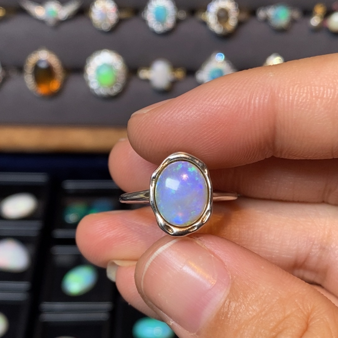 欧泊珠宝奇石银S925镶嵌戒指