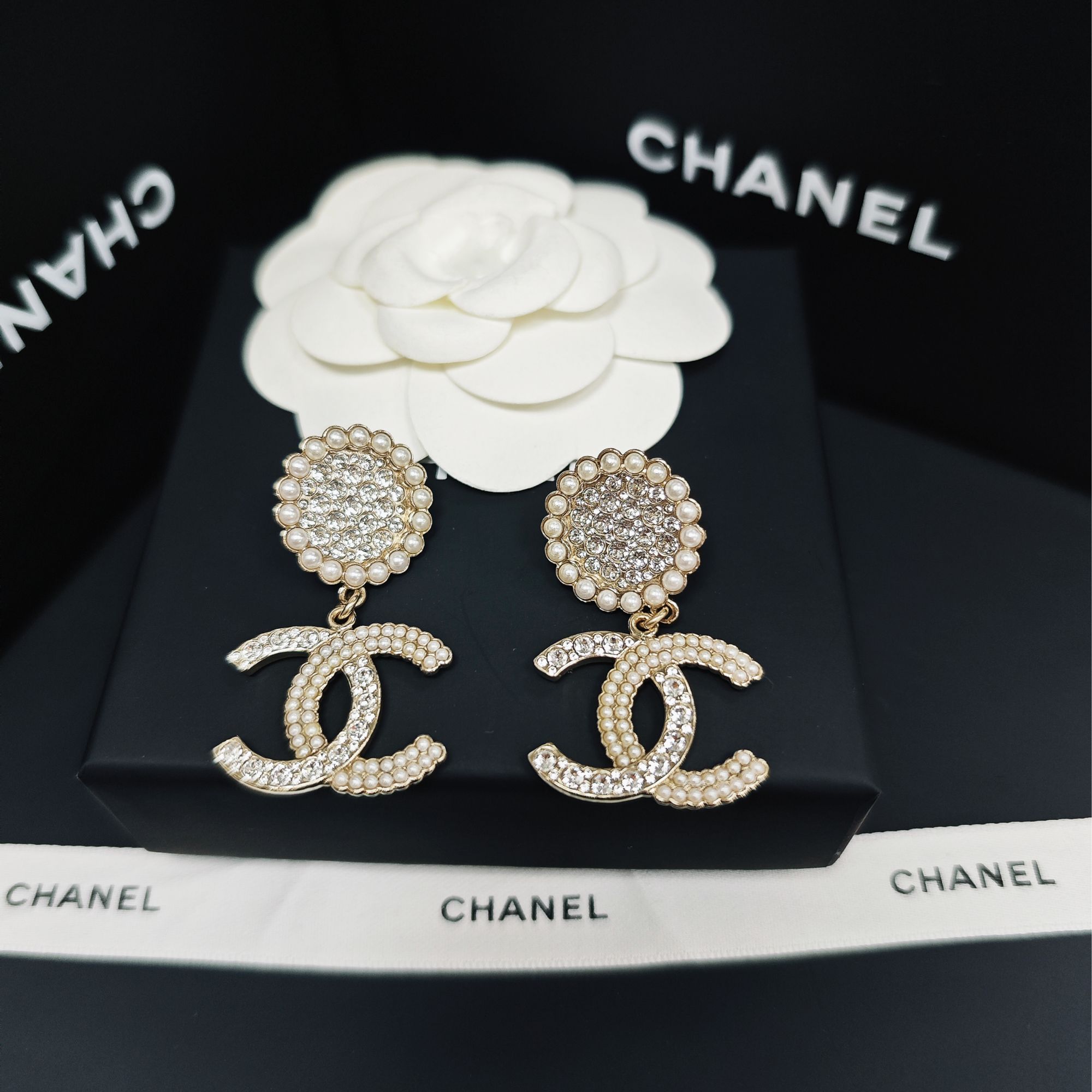 未使用 Chanel/香奈儿 耳环气质法式经典珠耳环时尚