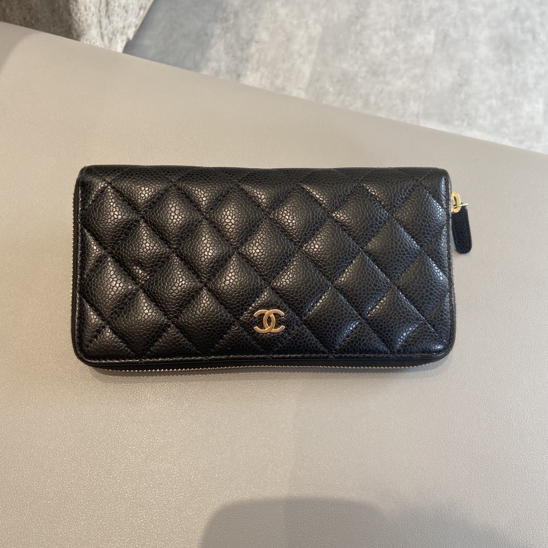99新 Chanel/香奈儿 长款长拉链荔枝纹钱包