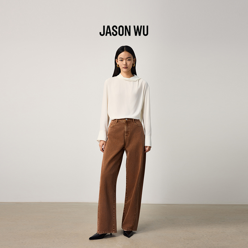 JASON WU2025秋季新款纯色直筒宽松显瘦休闲通勤香蕉牛仔裤裤子女