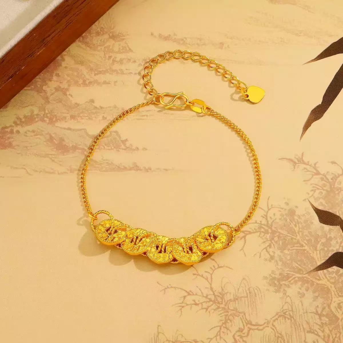 合金手链 五帝钱手链  WDQ-01国风钱币设计气质百搭手饰