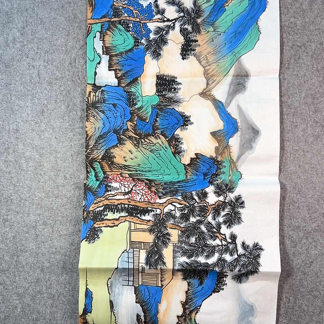 国画452 山水黔城市中心的一