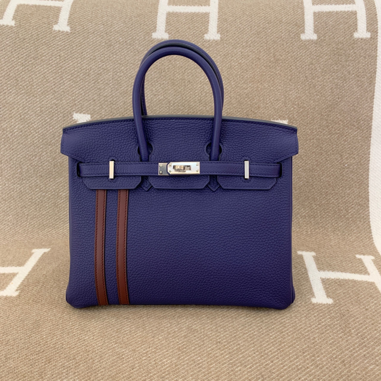 全新未使用 Hermes/爱马仕 birkin 25 C togos皮  墨水蓝 0121n9 