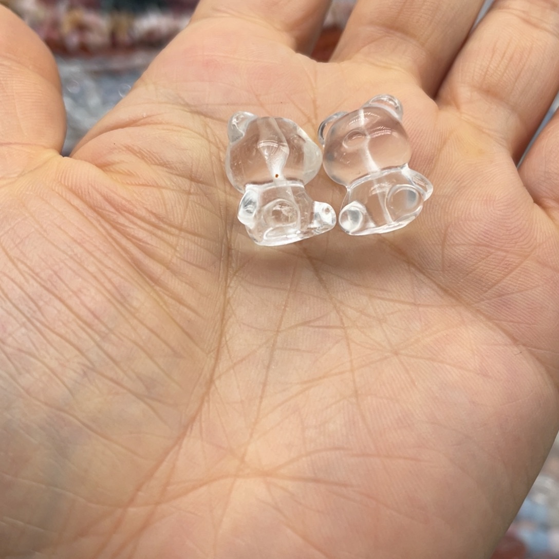 玛瑙/玉髓珠宝半成品未镶嵌白水晶熊单颗