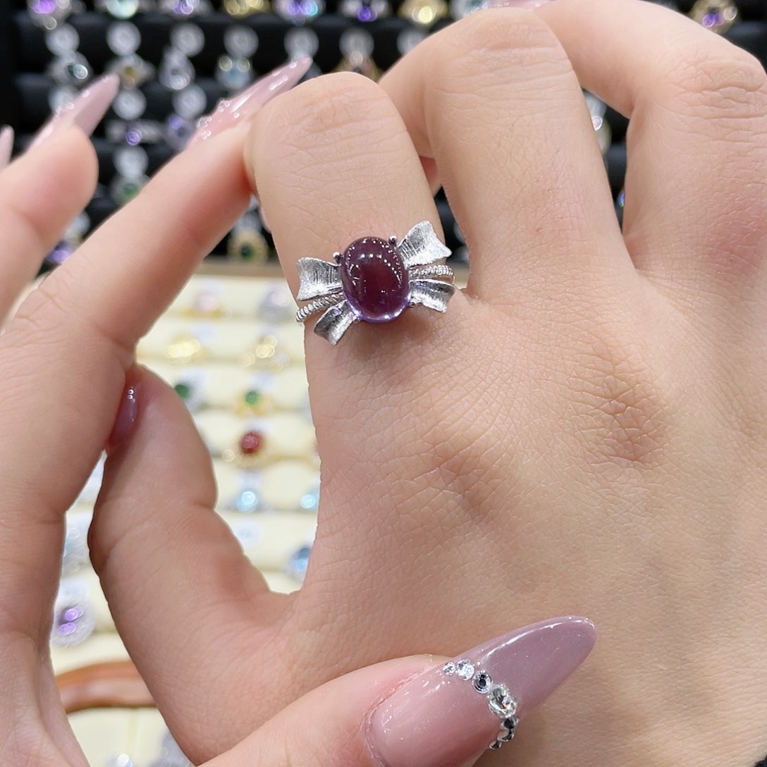 紫晶戒指银S925镶嵌戒指