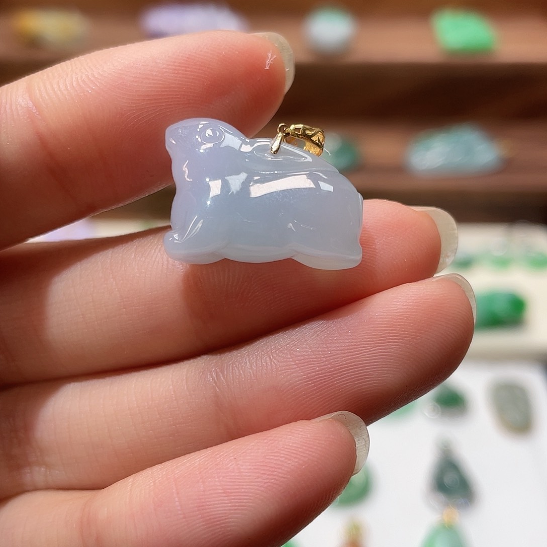 翡翠18K金镶嵌吊坠(不含链)翡翠首饰