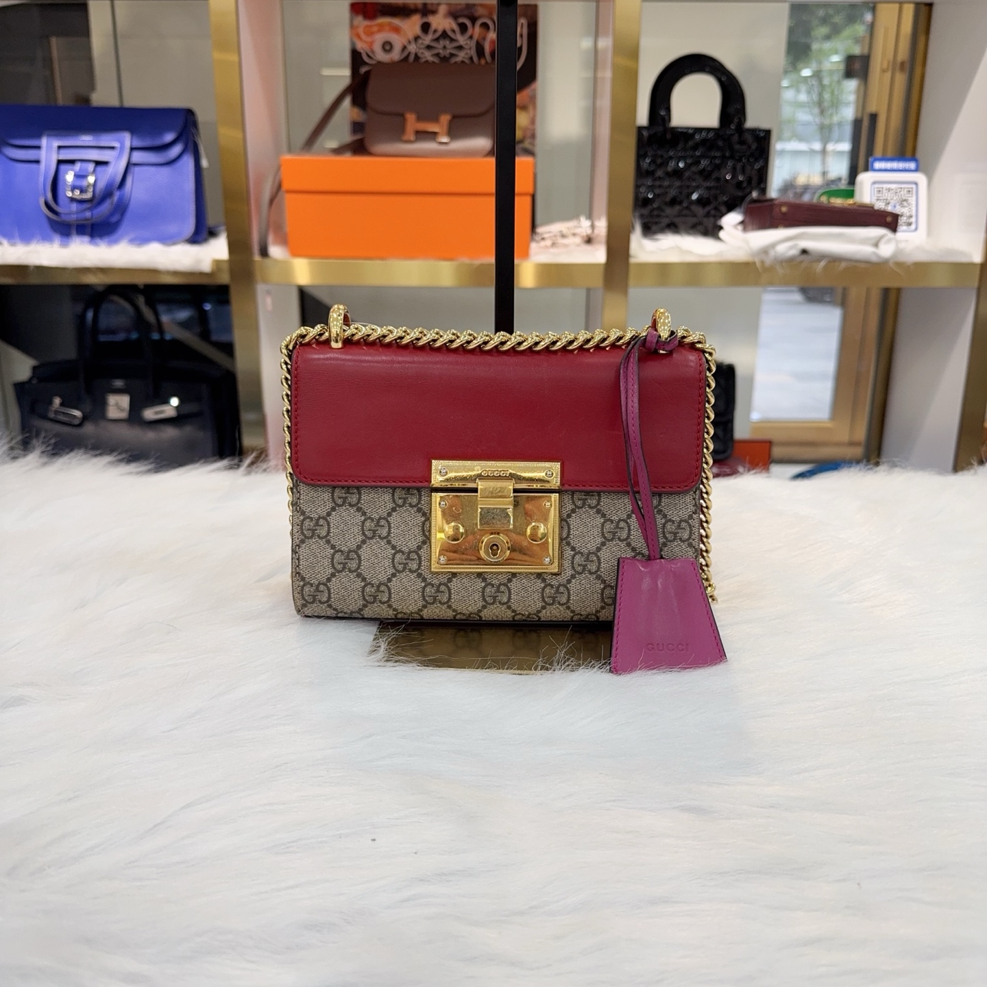 95新 GUCCI/古驰 （福利品）小号padlock红色月光宝盒，黑标F020