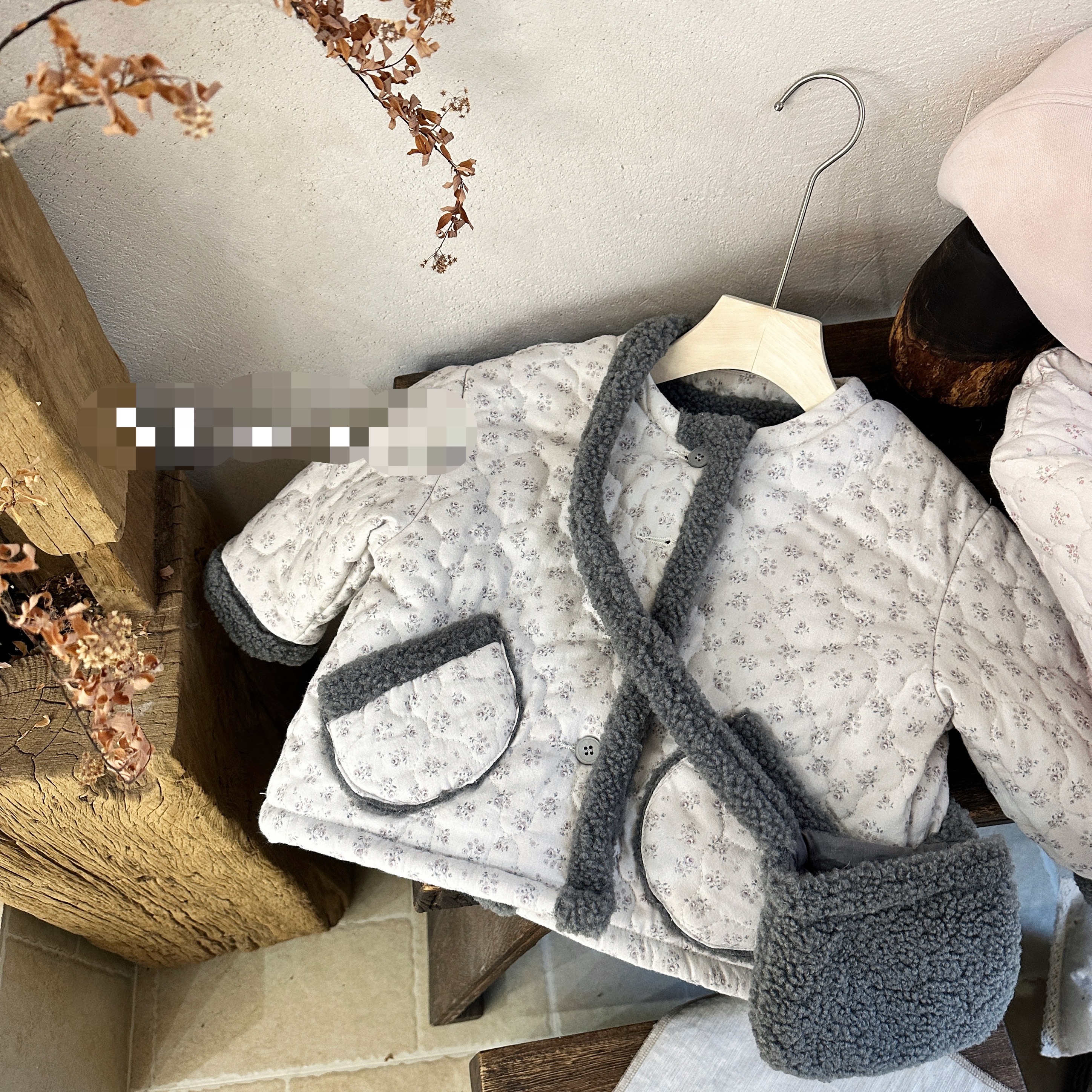 麻穗·25冬~带包毛毛边碎花外套21020（童装汉服）米色