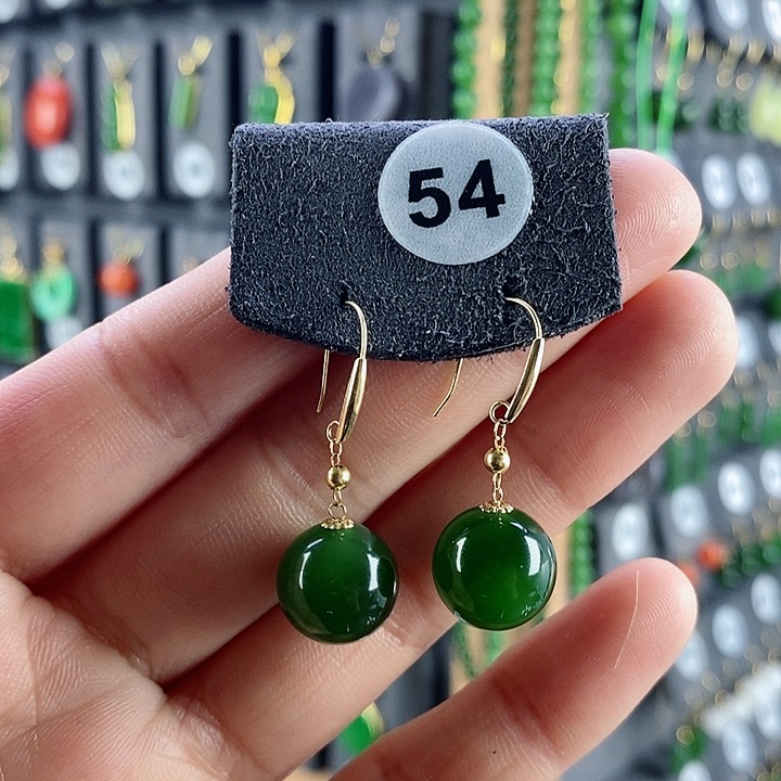 和田玉耳饰18K金镶嵌