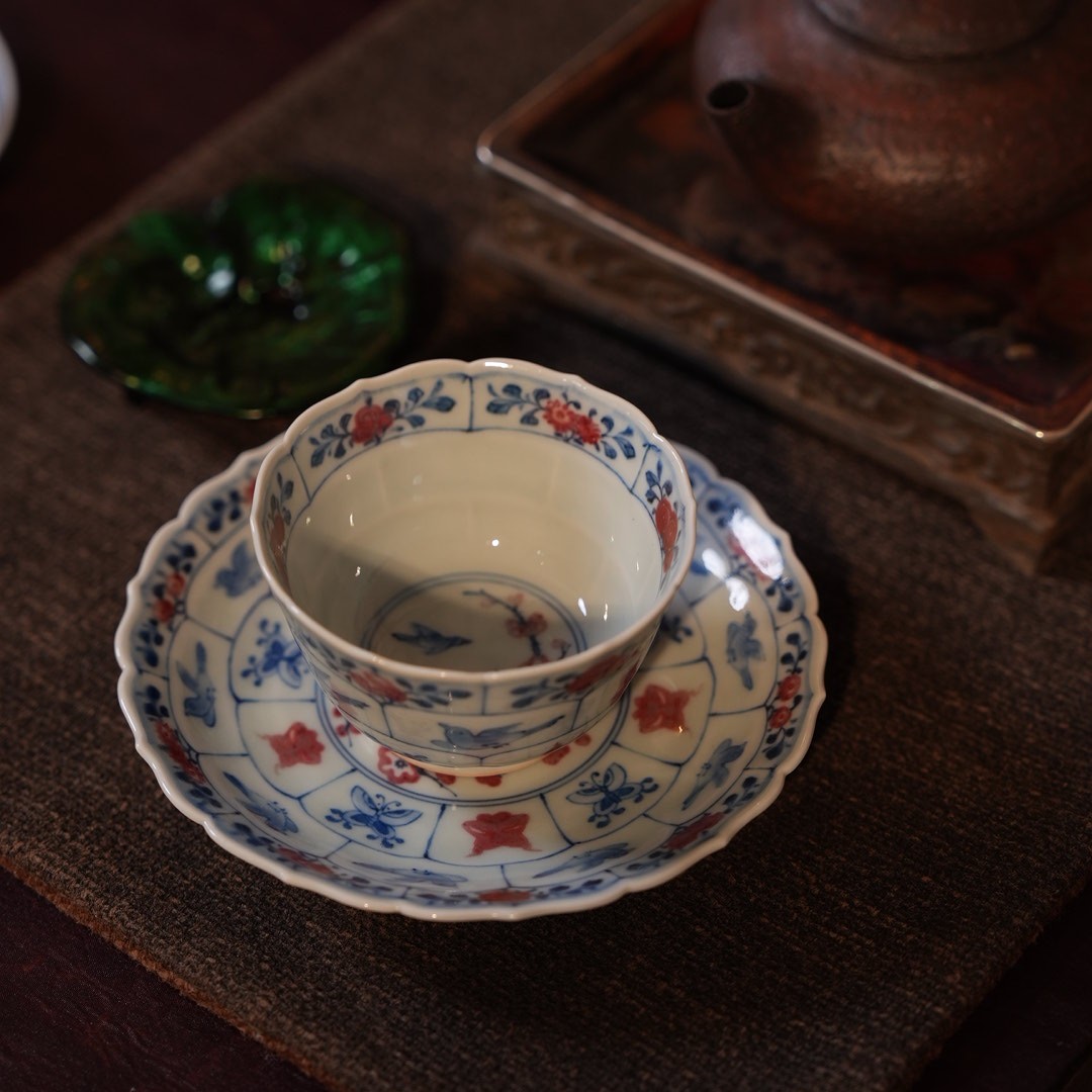 丰青堂 喜上眉梢杯碟套组手工