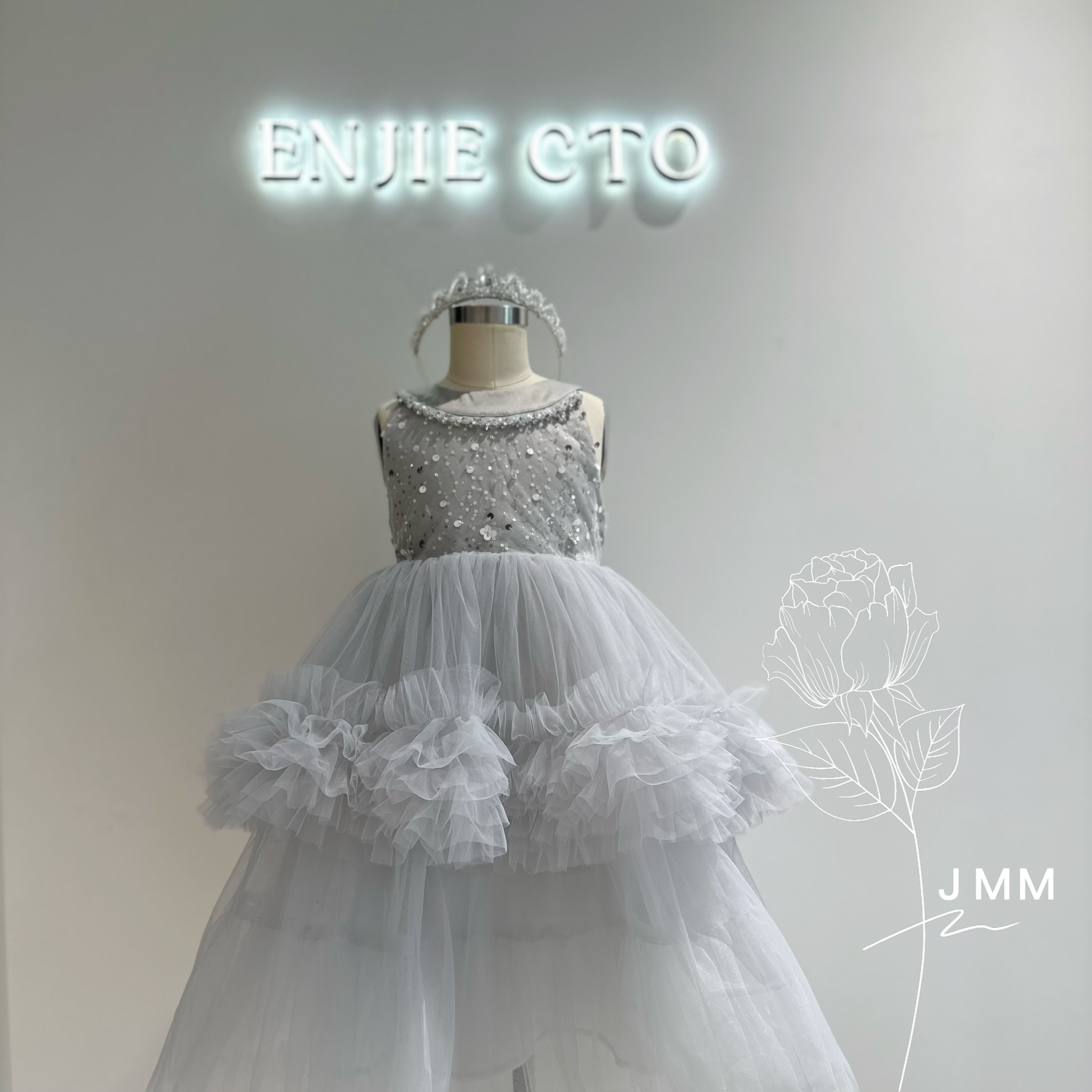 K108 女童挂脖亮片网纱礼服连衣裙时尚百搭夏季新款