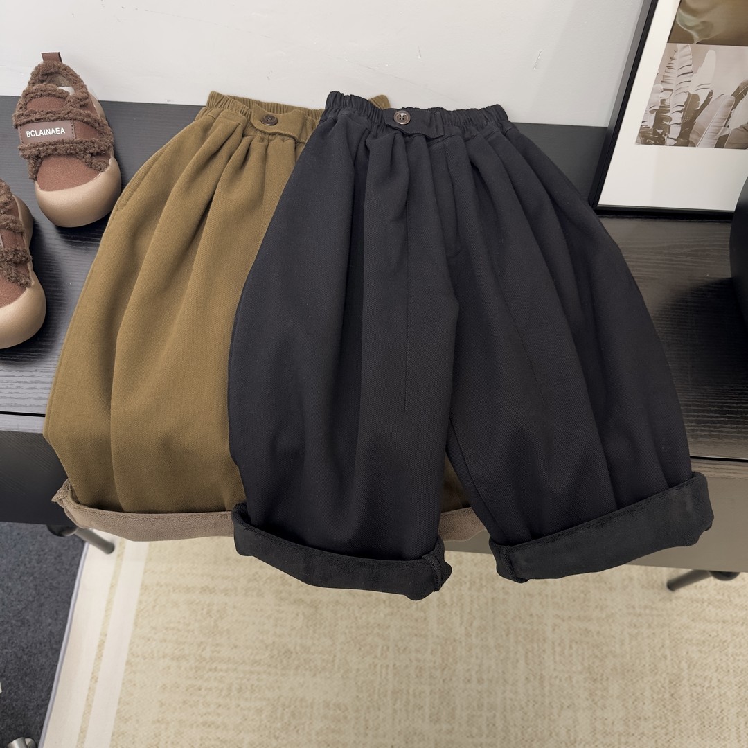 男童加绒裤子秋冬装加厚儿童帅气休闲裤2025新款时髦宝宝男孩长裤