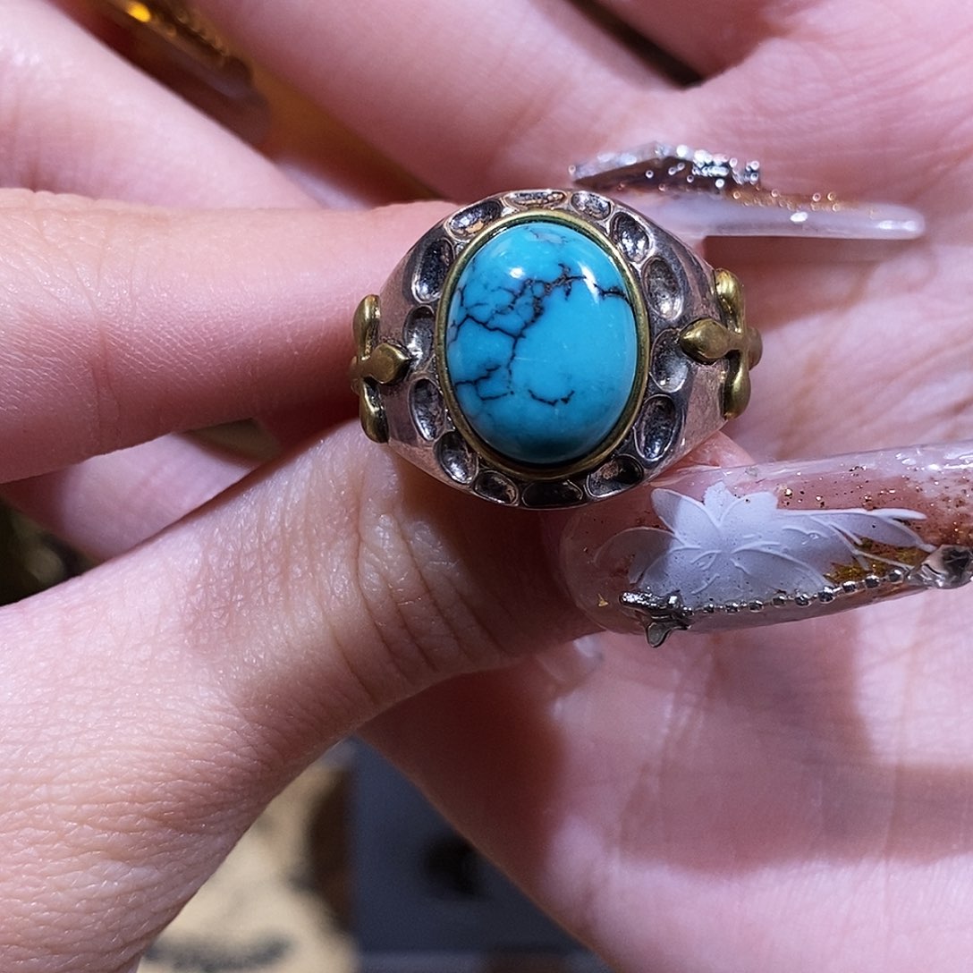 绿松石戒指银S925镶嵌㊗️***戒指