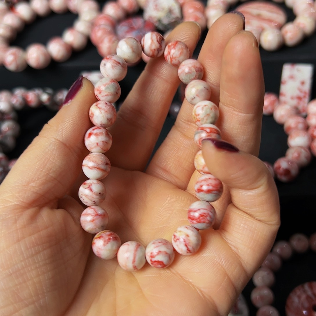 玛瑙/玉髓  朱砂原石手串卡9+未镶嵌