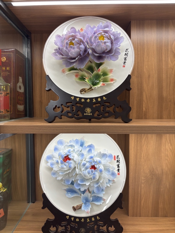 牡丹瓷合作（纯手捏、高温釉下彩）