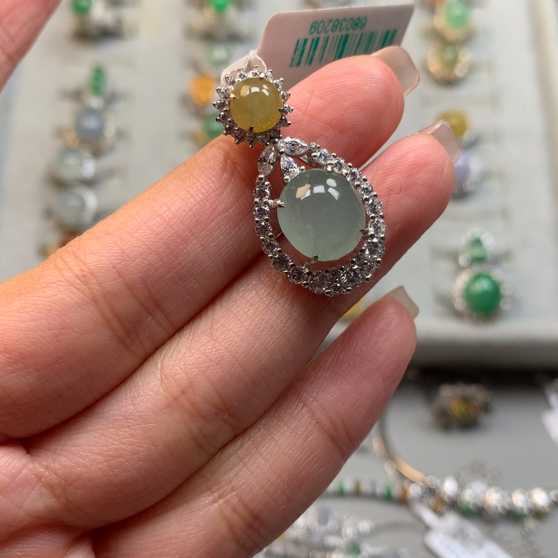 翡翠银S925镶嵌戒指