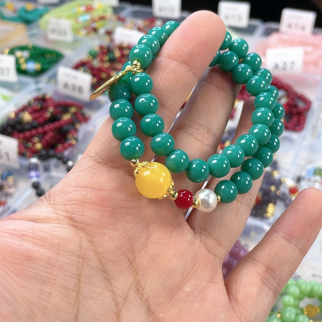 檀香木手串银S925镀金镶嵌