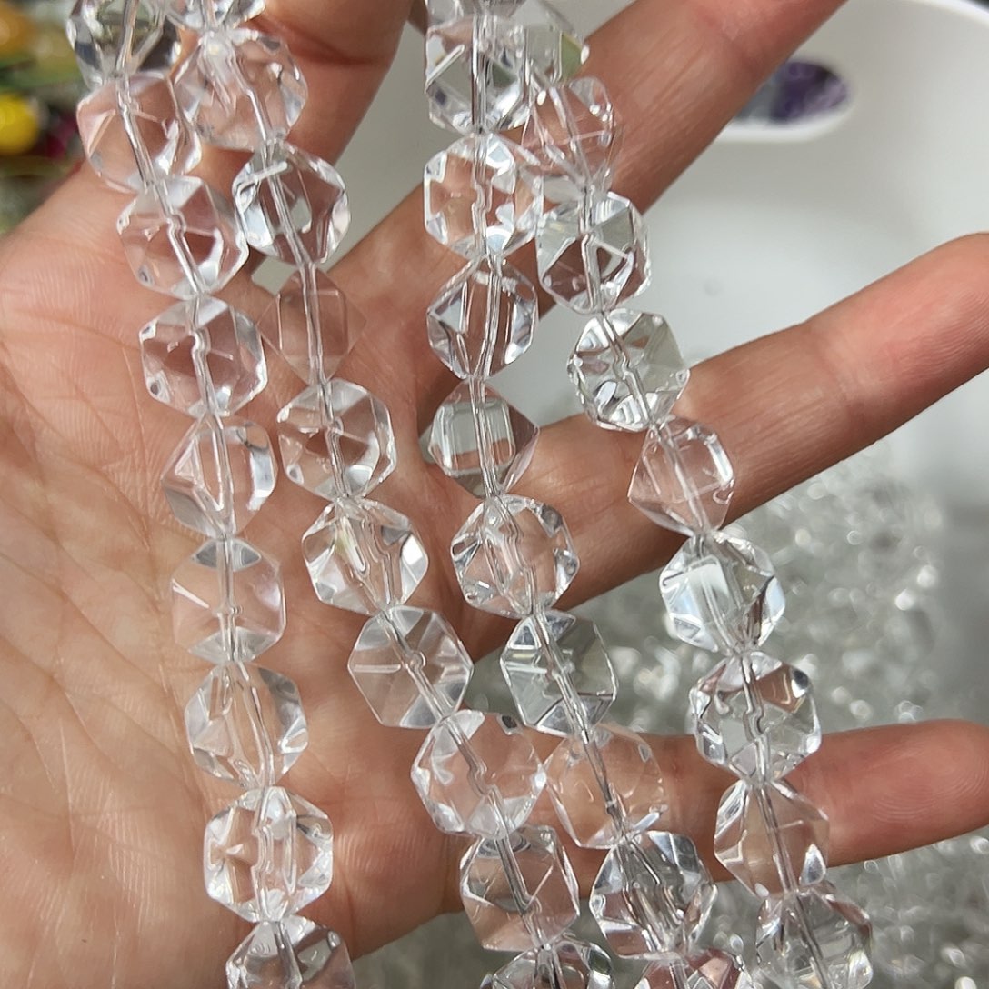 玛瑙/玉髓合金珠宝半成品，卡10压电白水切面一条