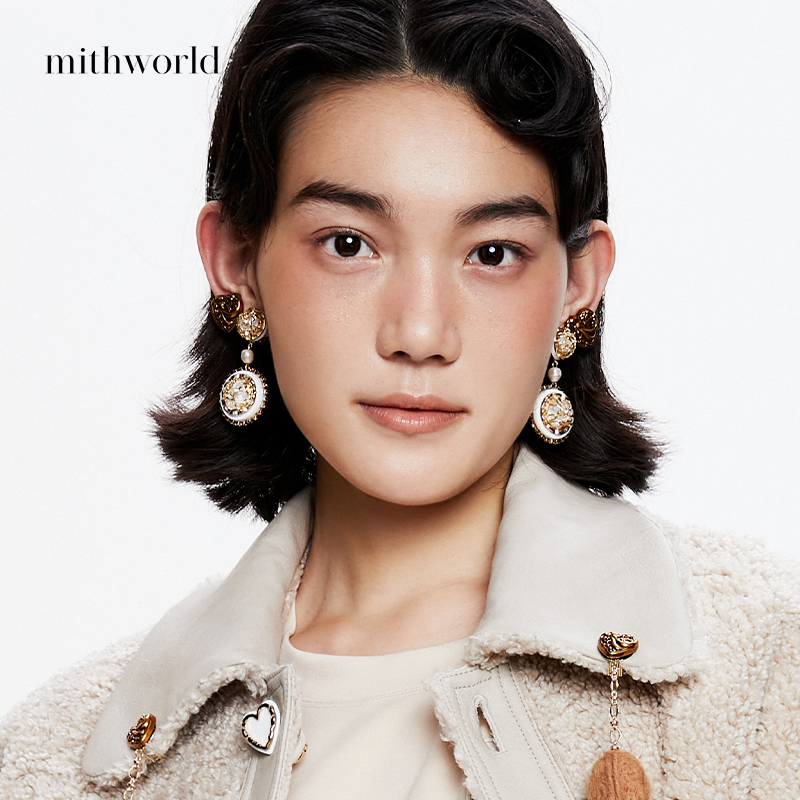 铜合金耳饰 mithworld沵媞【琉光齿轮】珍珠耳饰耳夹W9EFA4975F9A
