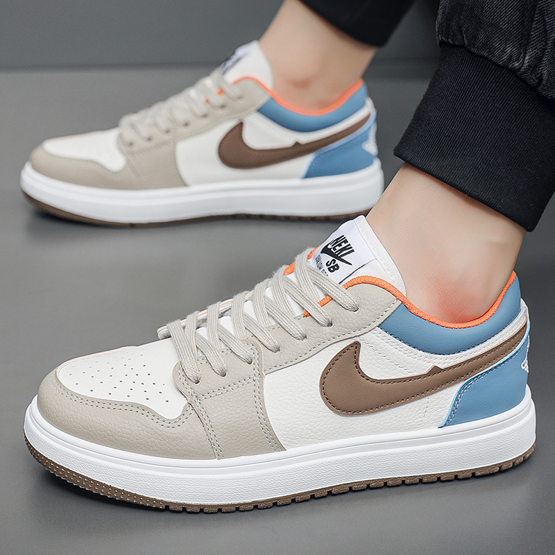 高品质超纤皮面四季款低帮AJ休闲板鞋秋季新款黑白休闲运动男鞋