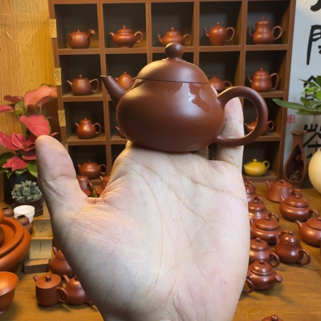 茶壶紫砂潮州朱泥壶梨壶70cc