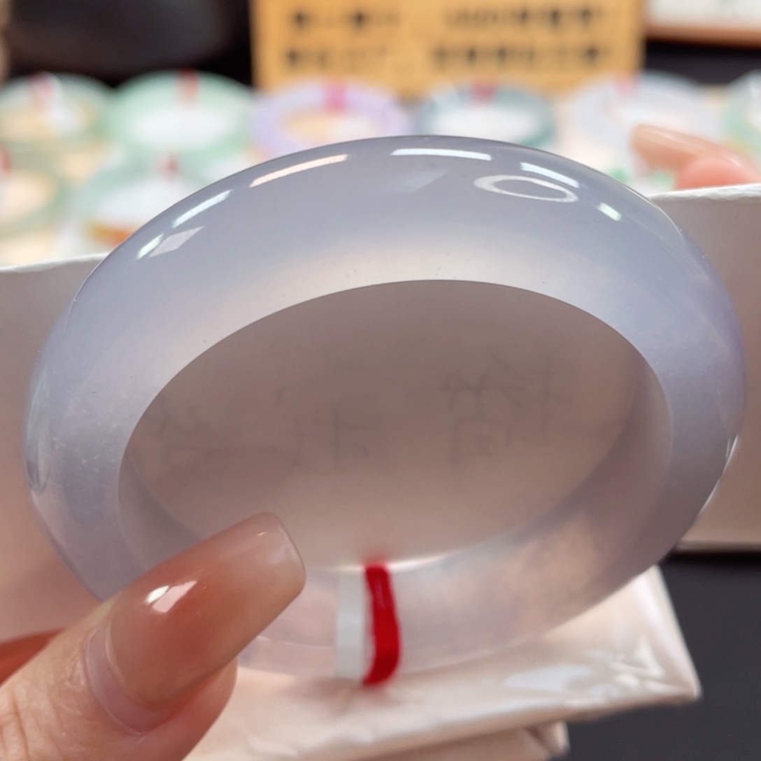 未镶嵌手镯翡翠53.5人间尤物透亮高货烟蓝紫27号