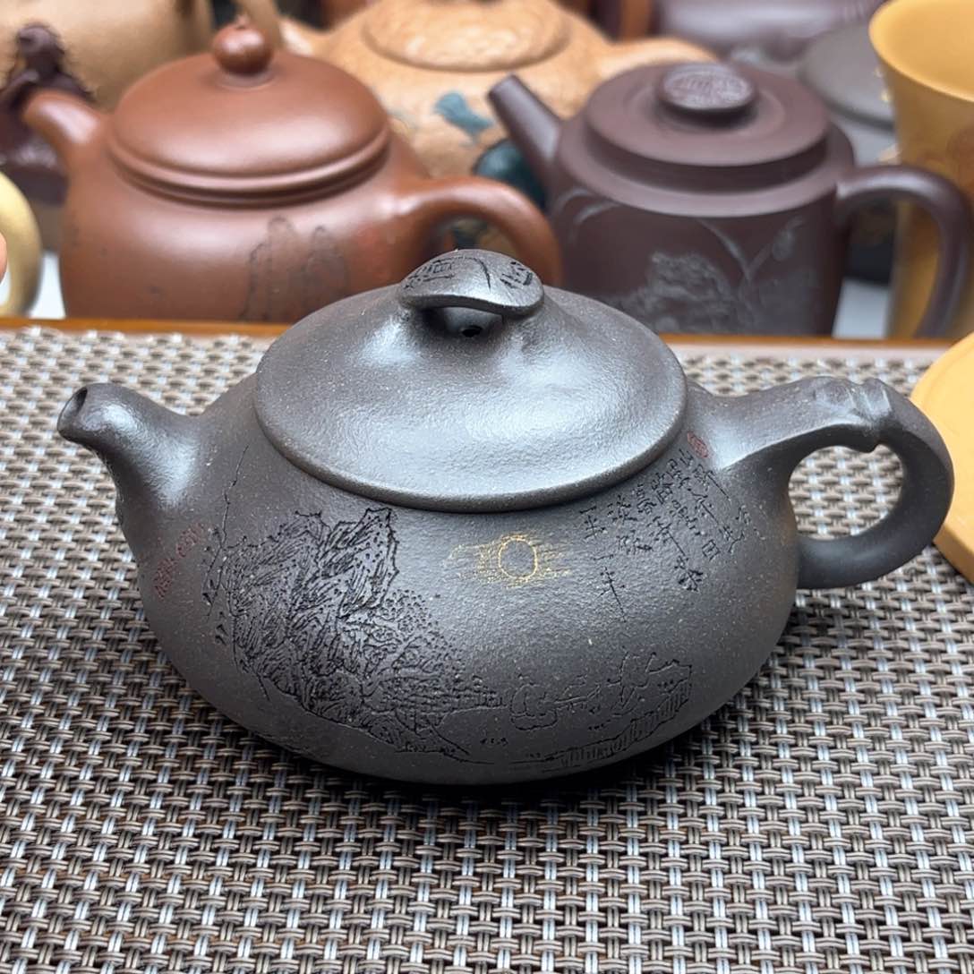 茶壶紫砂简瓢天青泥160c c