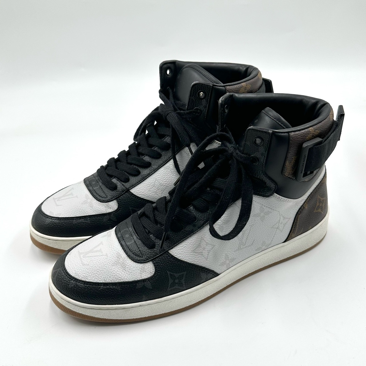 95新 LouisVuitton/路易威登 42码/老花拼接高帮板鞋/05996