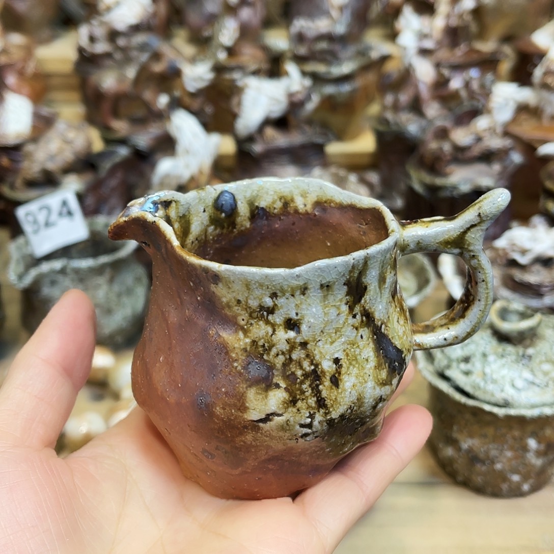 瓶柴烧粗陶手捏公道杯