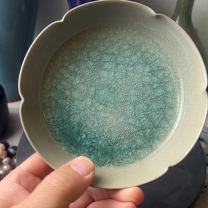 笔洗汝窑天青釉葵口洗