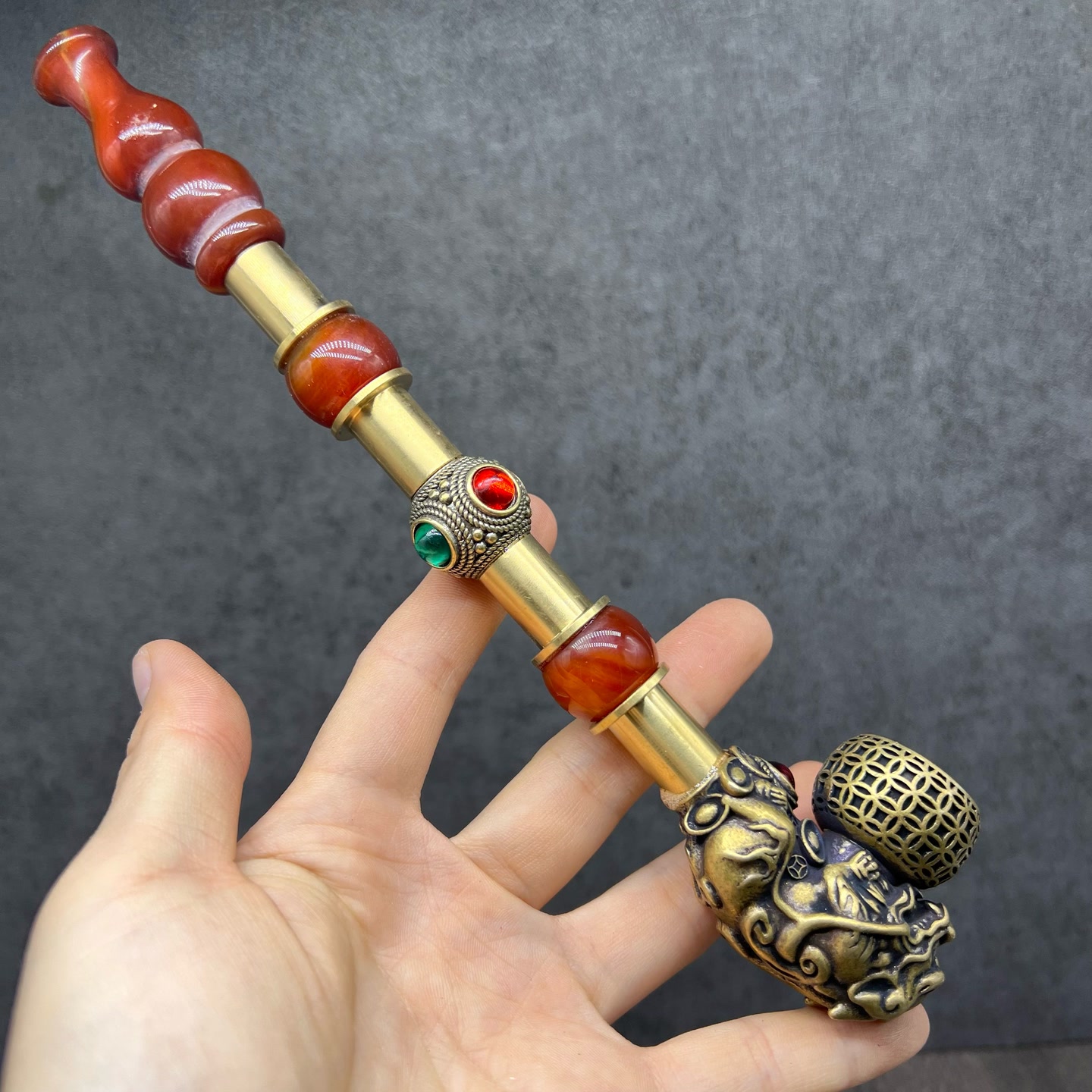 22公分貔貅烟锅旱烟锅C222