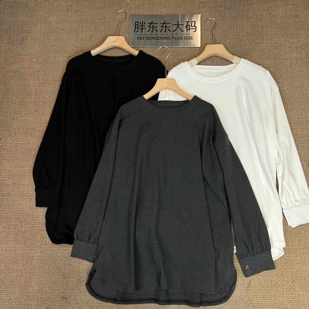「秘境花园」东东家*9211大码新款极简风净版简约宽松显瘦T恤打底衫