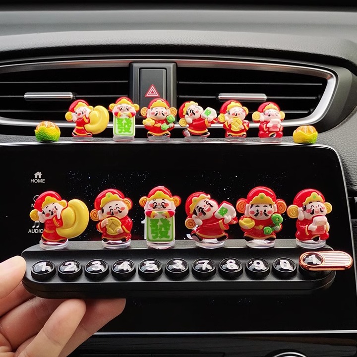 招财财神爷汽车车内饰品摆件车载临时停车号码牌车上挪车电话牌